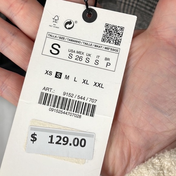 Zara small suit jacket houndstooth plaid nwt - Picture 5 of 7